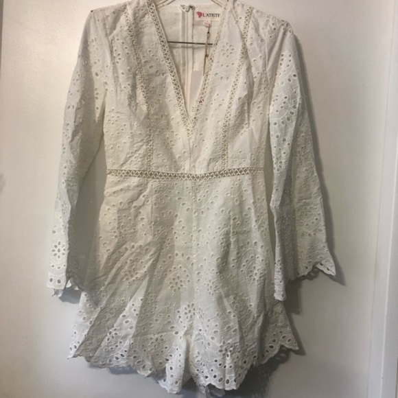 L'ATISTE Pants - L'Atiste Eyelet Bell Long Sleeve White Romper S